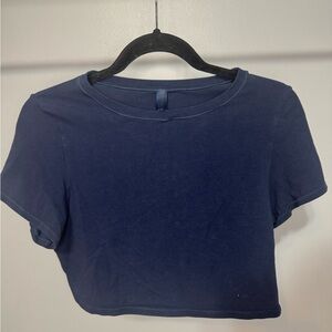 SKIMS Blue Short Sleeve Crop T-Shirt